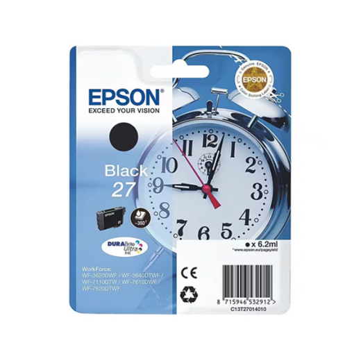 originale Tintenpatrone für EPSON Drucker T2701BK, schwarz, Wecker-Serie