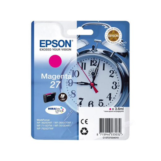 originale Tintenpatrone für EPSON Drucker T2703M, magenta, Wecker Serie