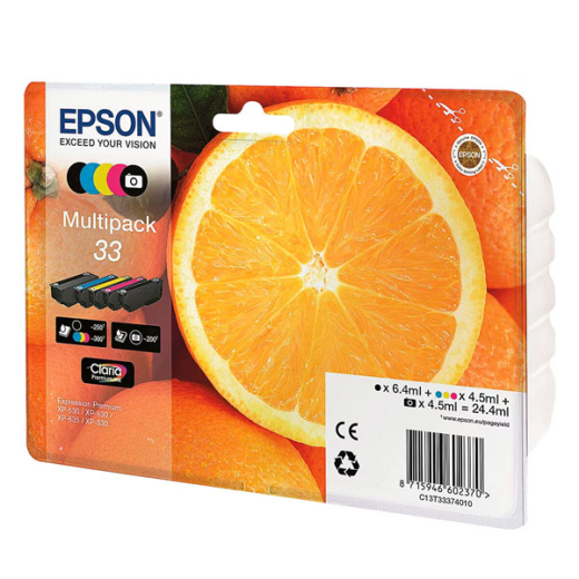 originale Tintenpatrone für EPSON Drucker, Multipack T3357 (BK, PBK, C, M, Y), XL-Füllmenge