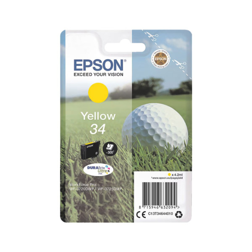 originale Tintenpatrone für EPSON Drucker EPSON T3464, yellow, gelb, Golfball-Serie