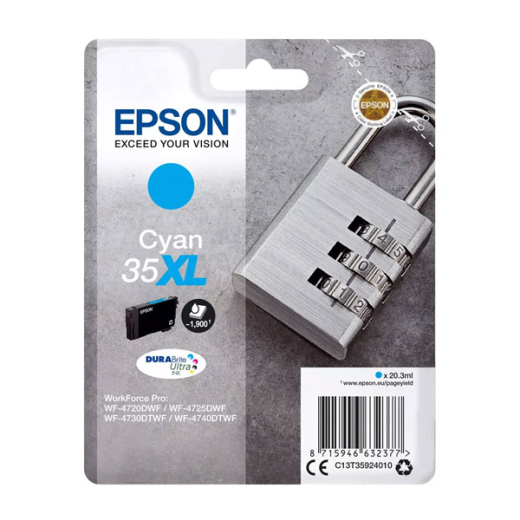 originale Tintenpatrone für EPSON Drucker T3592 cyan, Vorhängeschloss-Serie, XL-Füllmenge