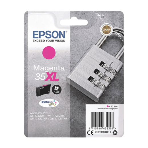 originale Tintenpatrone für EPSON Drucker T3593 magenta, Vorhängeschloss-Serie, XL-Füllmenge