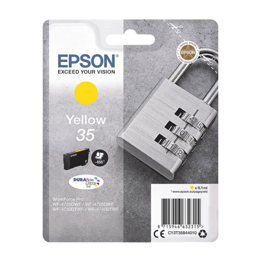 originale Tintenpatrone für EPSON Drucker T3584, yellow, gelb, Vorhängeschloss-Serie