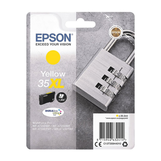 originale Tintenpatrone für EPSON Drucker T3594, yellow, gelb, Vorhängeschloss-Serie, XL-Füllmenge