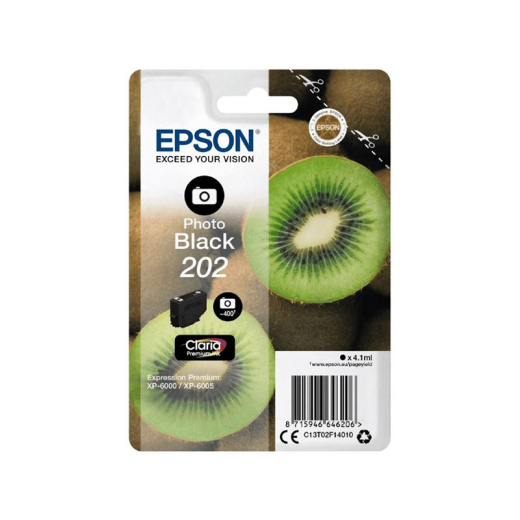 originale Tintenpatrone für EPSON Drucker EPSON 202PBK, photo black, Kiwi-Serie
