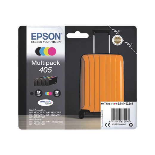 originale Tintenpatrone für EPSON Drucker 405 Multipack (BK,C, M, Y), (Koffer-Serie)
