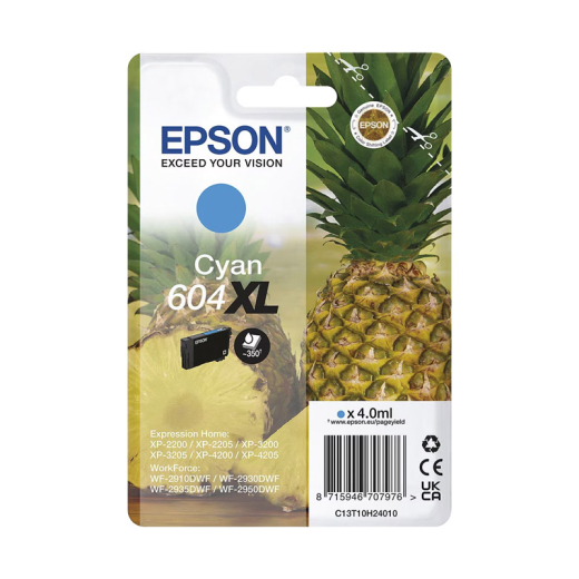 originale Tintenpatrone für EPSON Drucker 604C-XL, cyan, Ananas-Serie, XL-Füllmenge